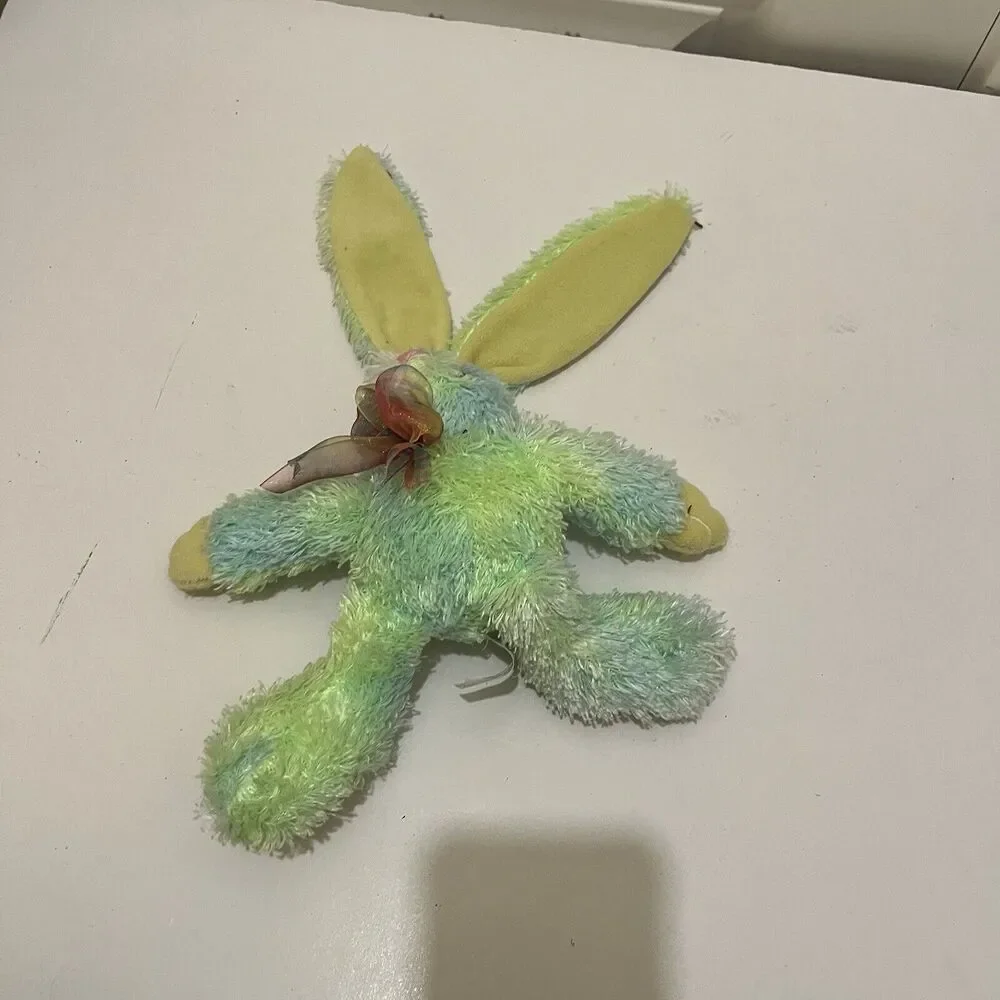 Atico International Green Tie Dye Fuzzy Bunny Rabbit Plush 7